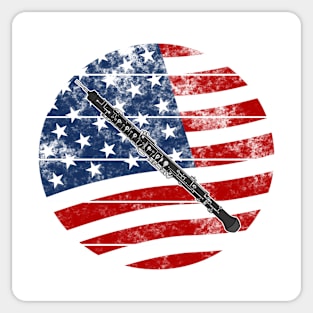 Oboe USA Flag Oboist Woodwind Musician 4th July Sticker